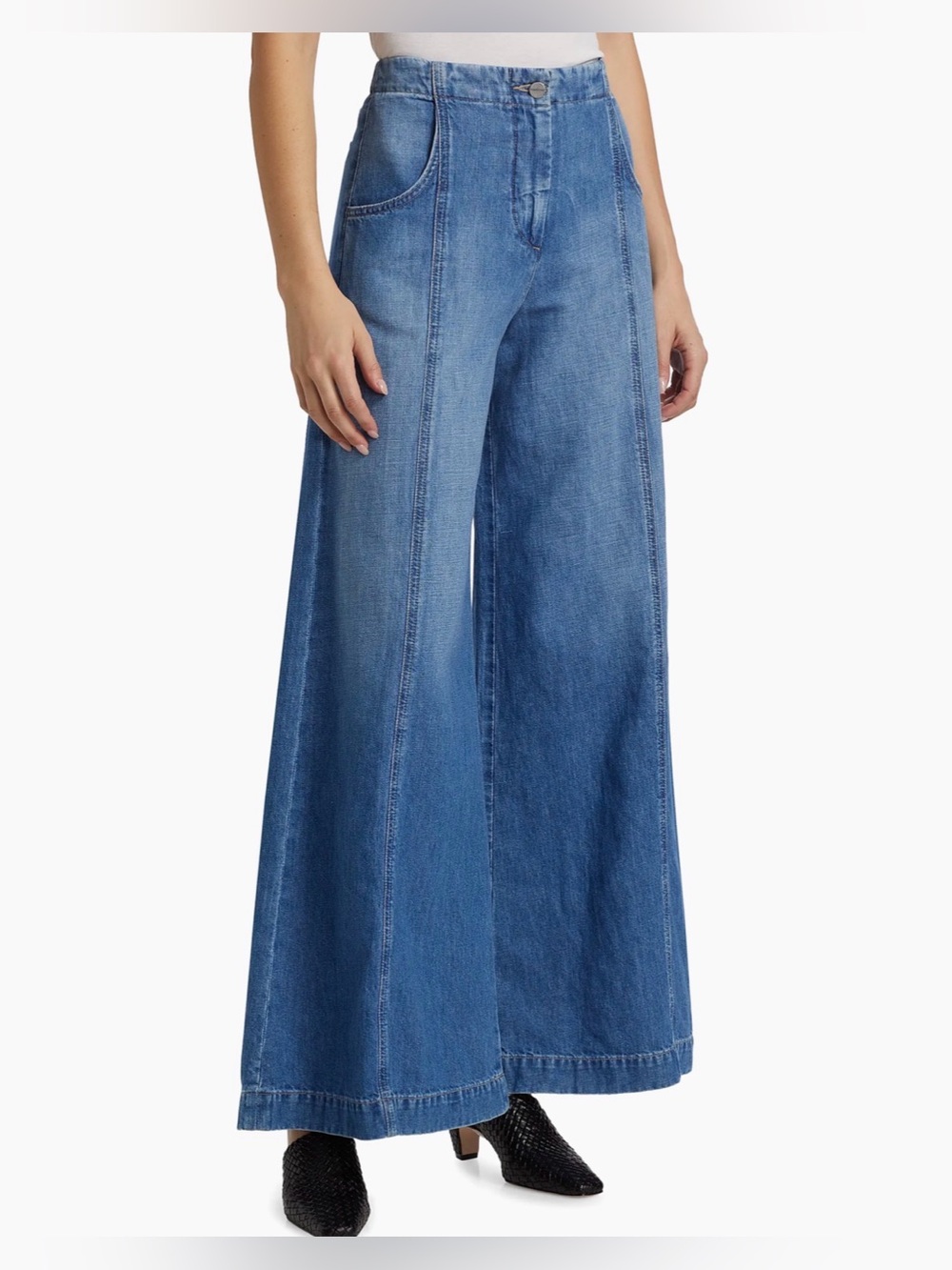 TWP Dancing In The Dark Wide-Leg Cotton Linen Jeans Vintage Wash Size 30 - Picture 4 of 16